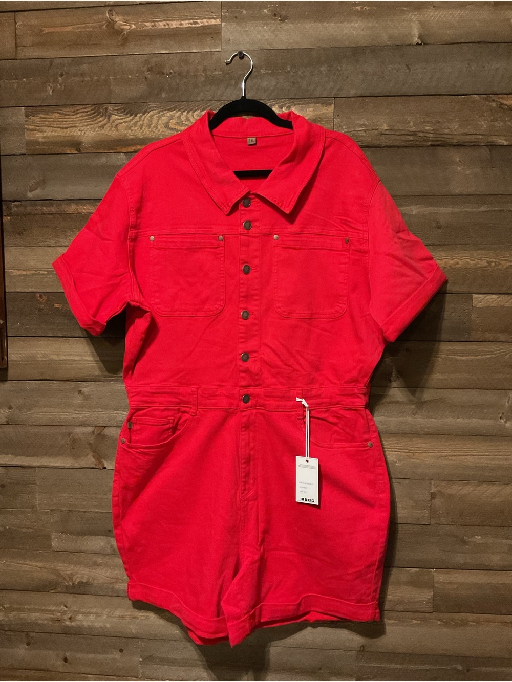 Judy Blue Women’s Red Denim Romper Size 3XL NWT